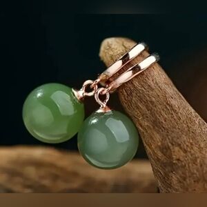 Elegant Green Jade Drop Earrings